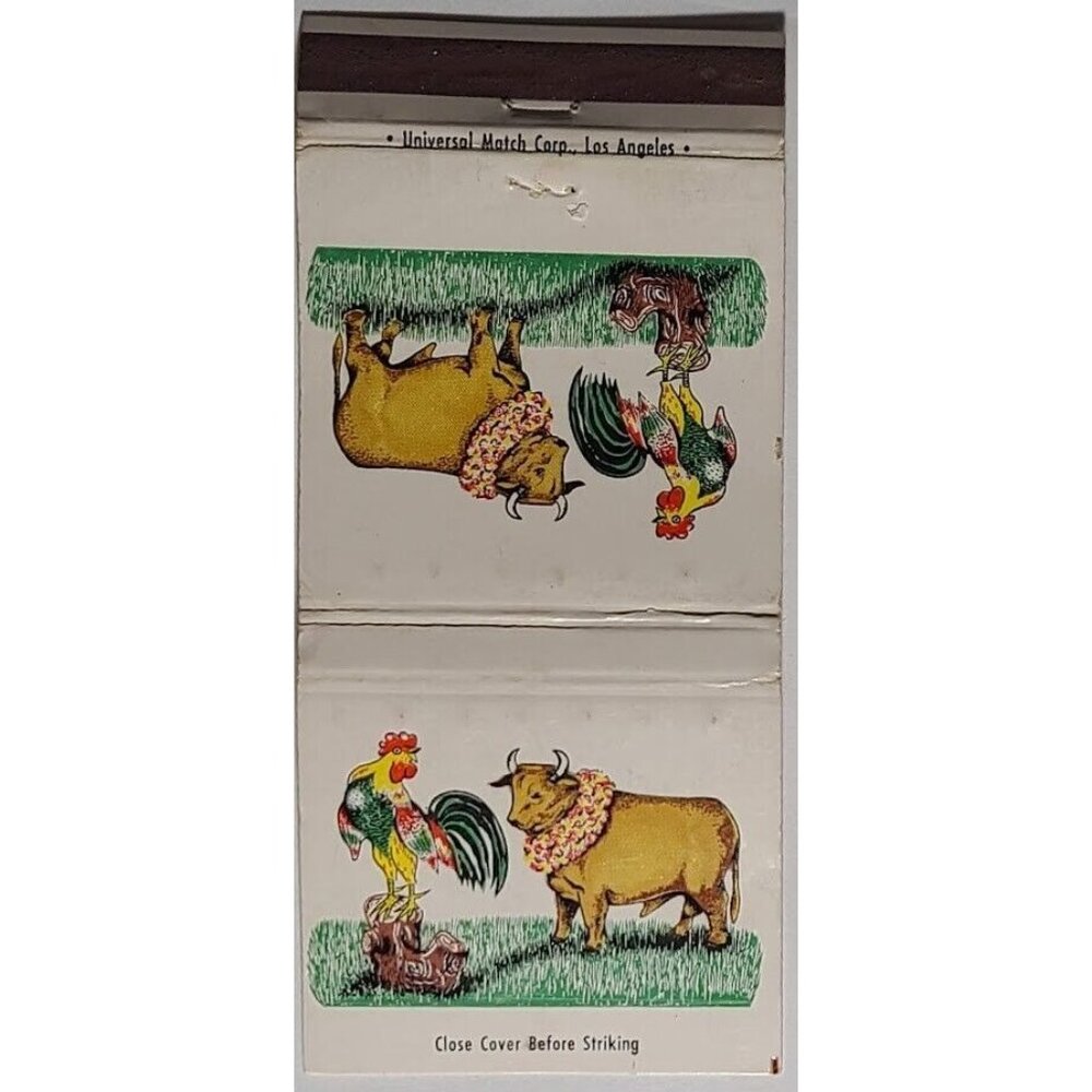 Matchbook Cover The C0ck'n Bull Hollywood Sunset Blvd Restaurant Bar CA 30 Stick